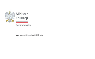 List pani Minister Edukacji Narodowej